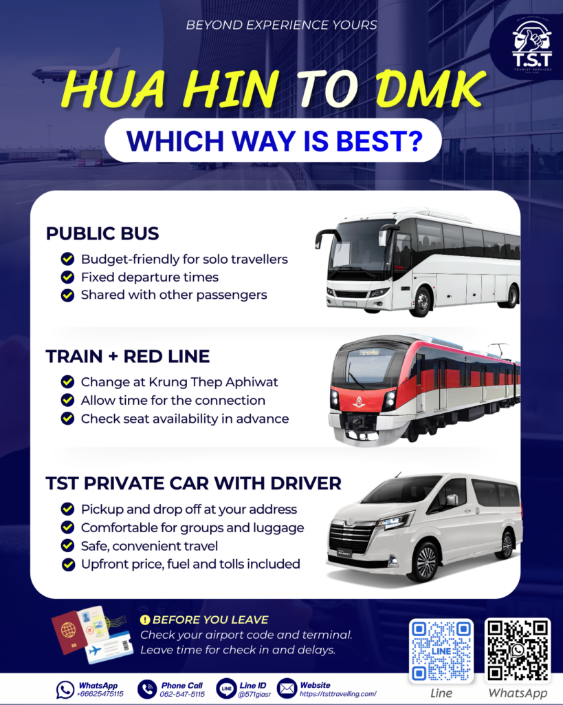 best way to commute from Hua Hin to Don Mueang Airport